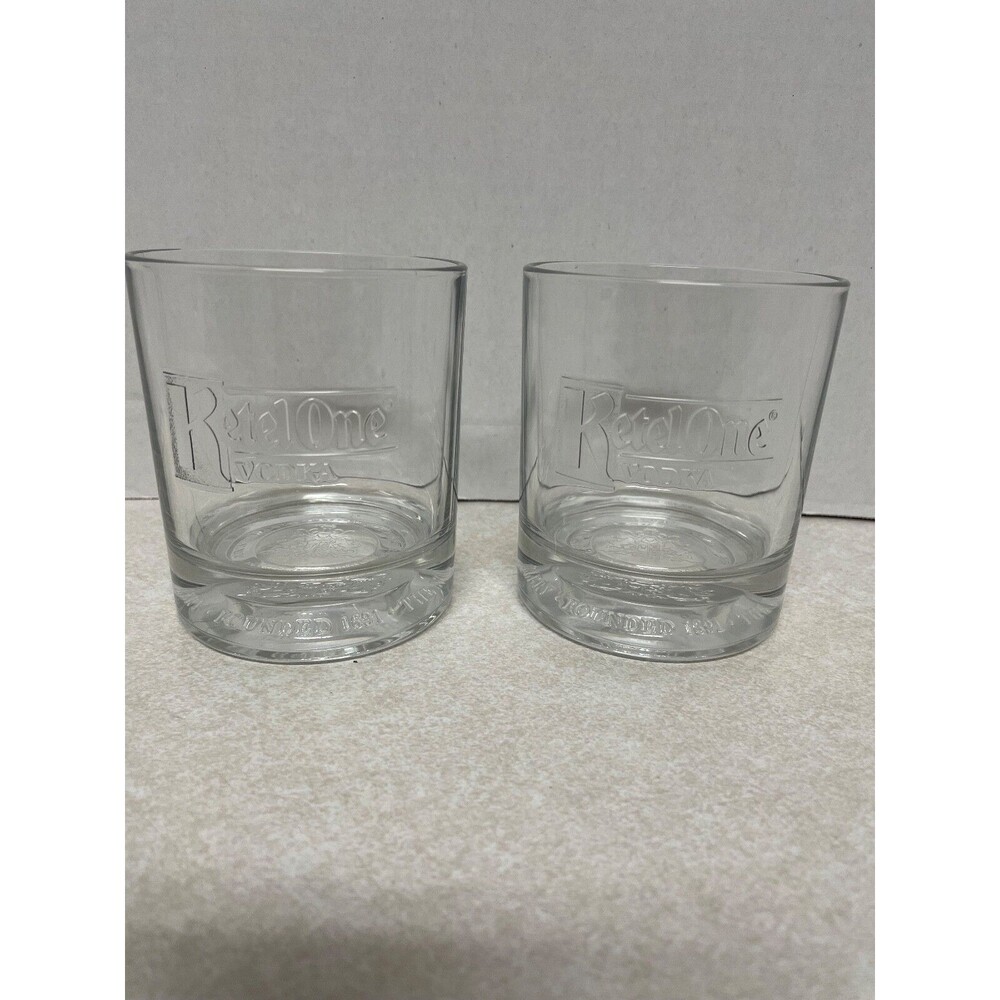 Set of 2-Ketel One Vodka Low Ball Tumbler Glass | Founded 1691 | Made in Italy